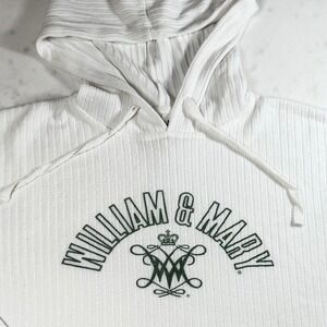 Blue 84 William & Mary Hoodie Womens Small White Excellent Ribbed Knit Pullover